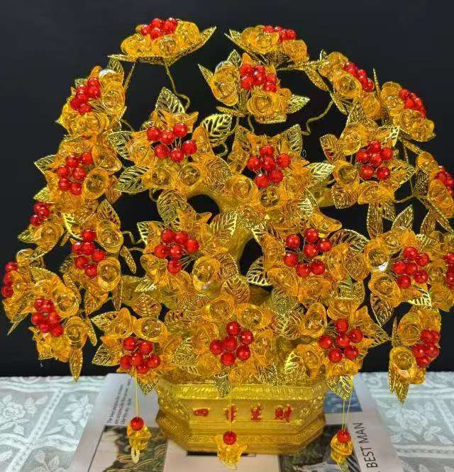 【两单送剪刀】金玉满堂发财树手工串珠发财树材料包DIY招财树摆件