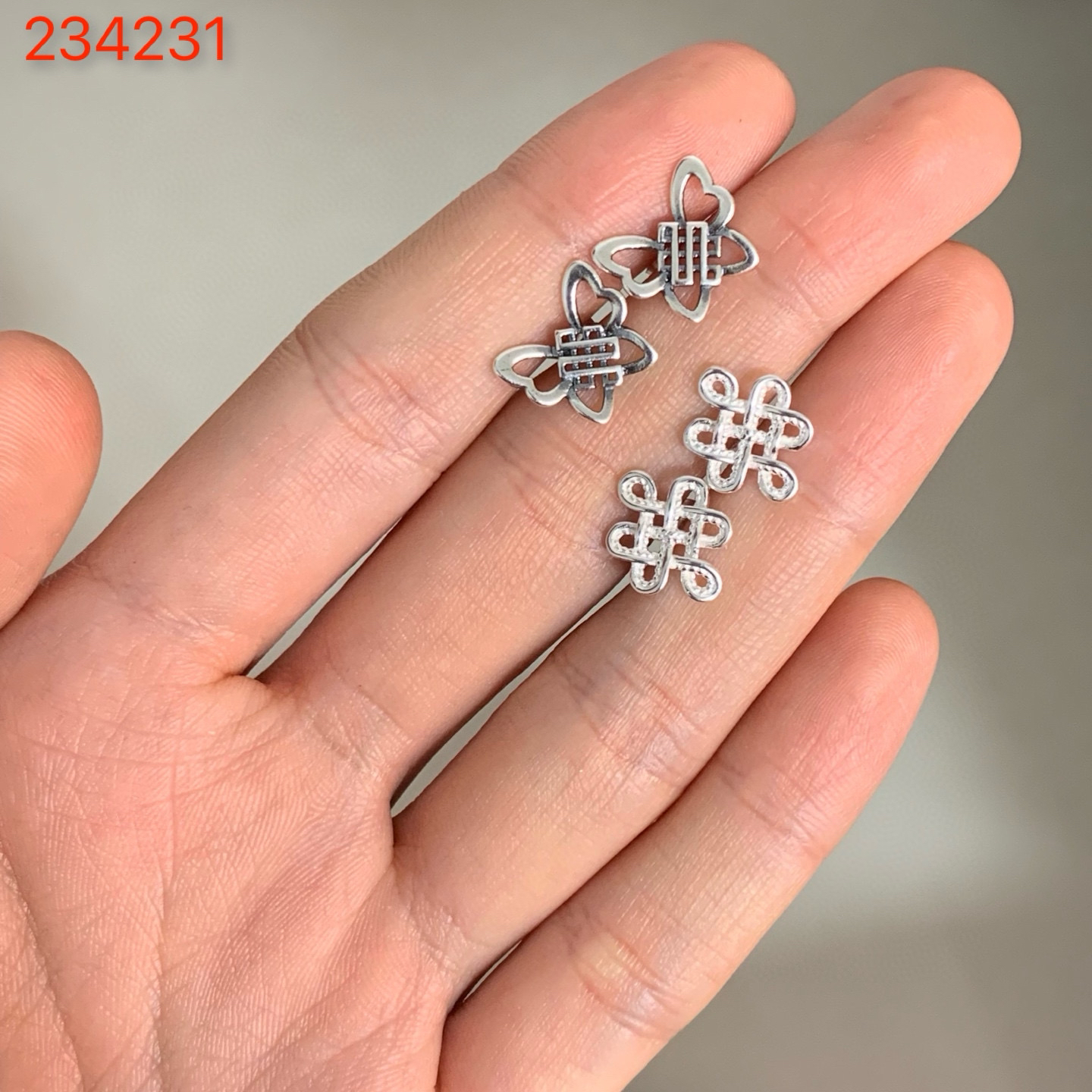 925银银制品 纯银民族风耳钉复古