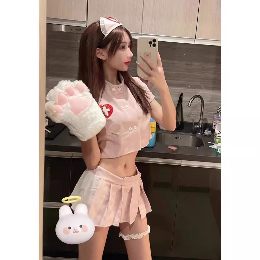 套装短裙显瘦高腰运动纯欲服装印花百褶学院风女装高级感制服裙子