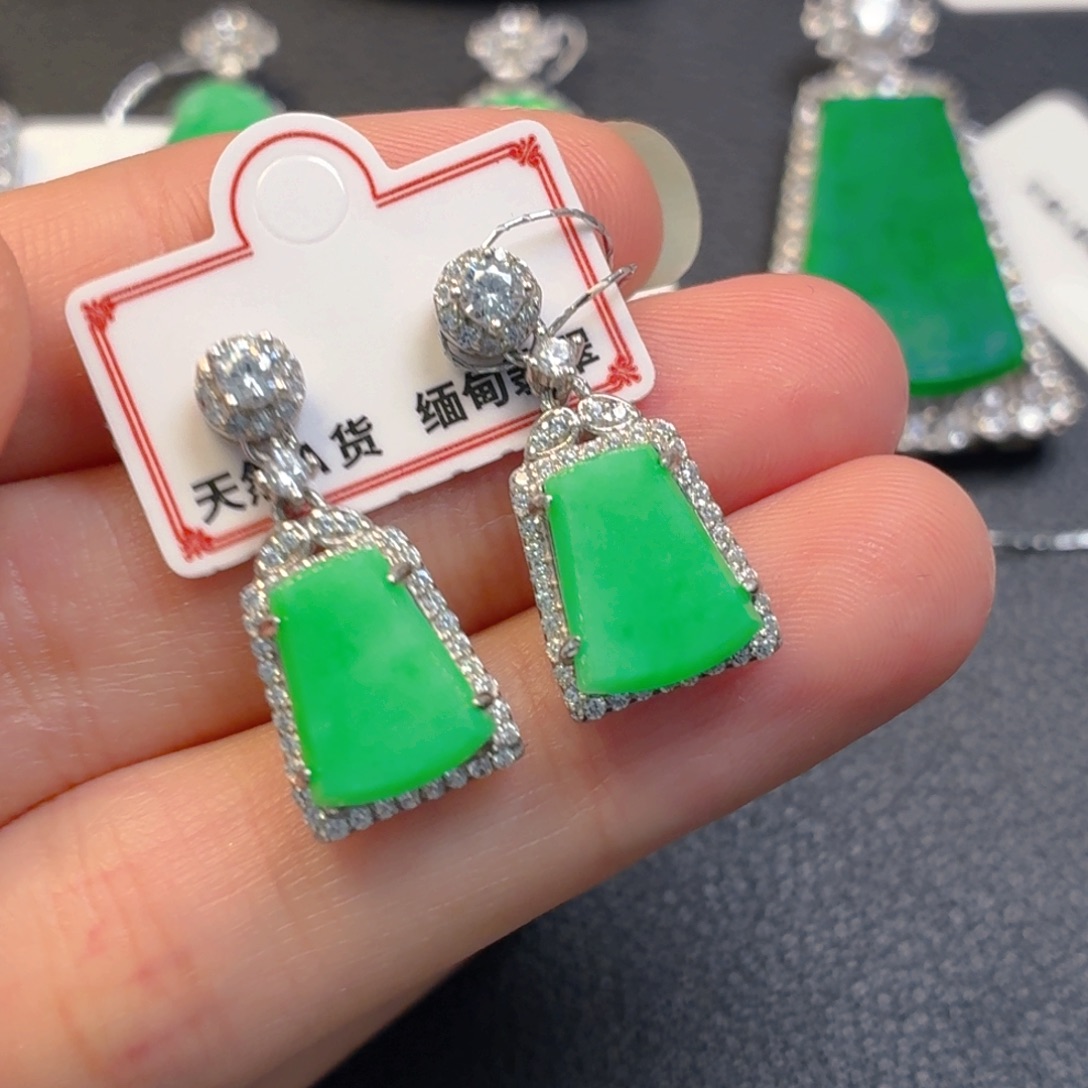 翡翠银S925镶嵌吊坠(不含链)耳坠