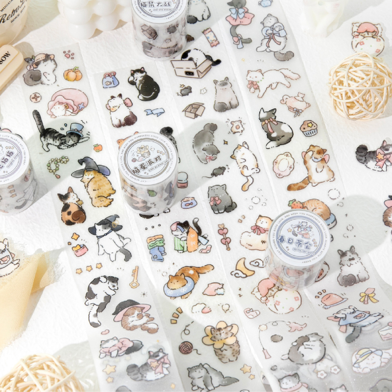 暮光 好运猫猫系列pet闪砂胶带第二弹 4款