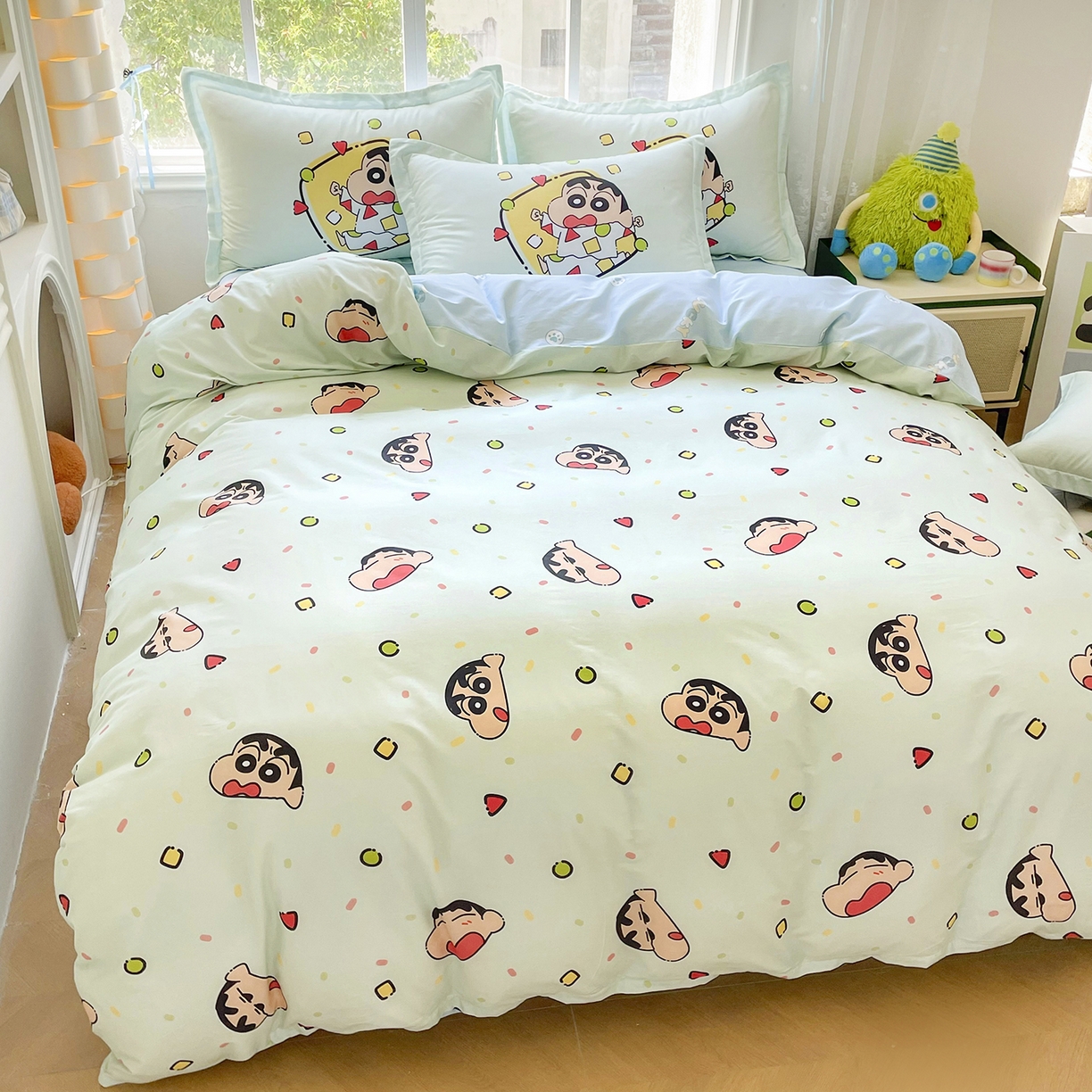 蜡笔小新纯棉卡通四件套可爱单人被套床单柔软被罩学生全棉三件套