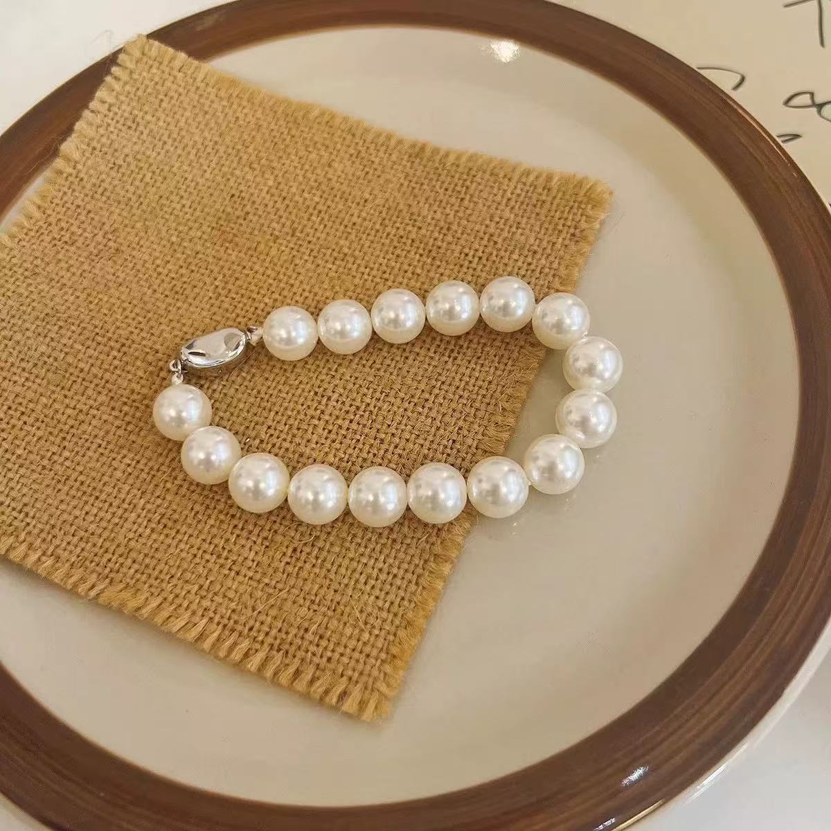 铜合金合成锆石手链 法式施家珠精致元宝扣手串TTW030S