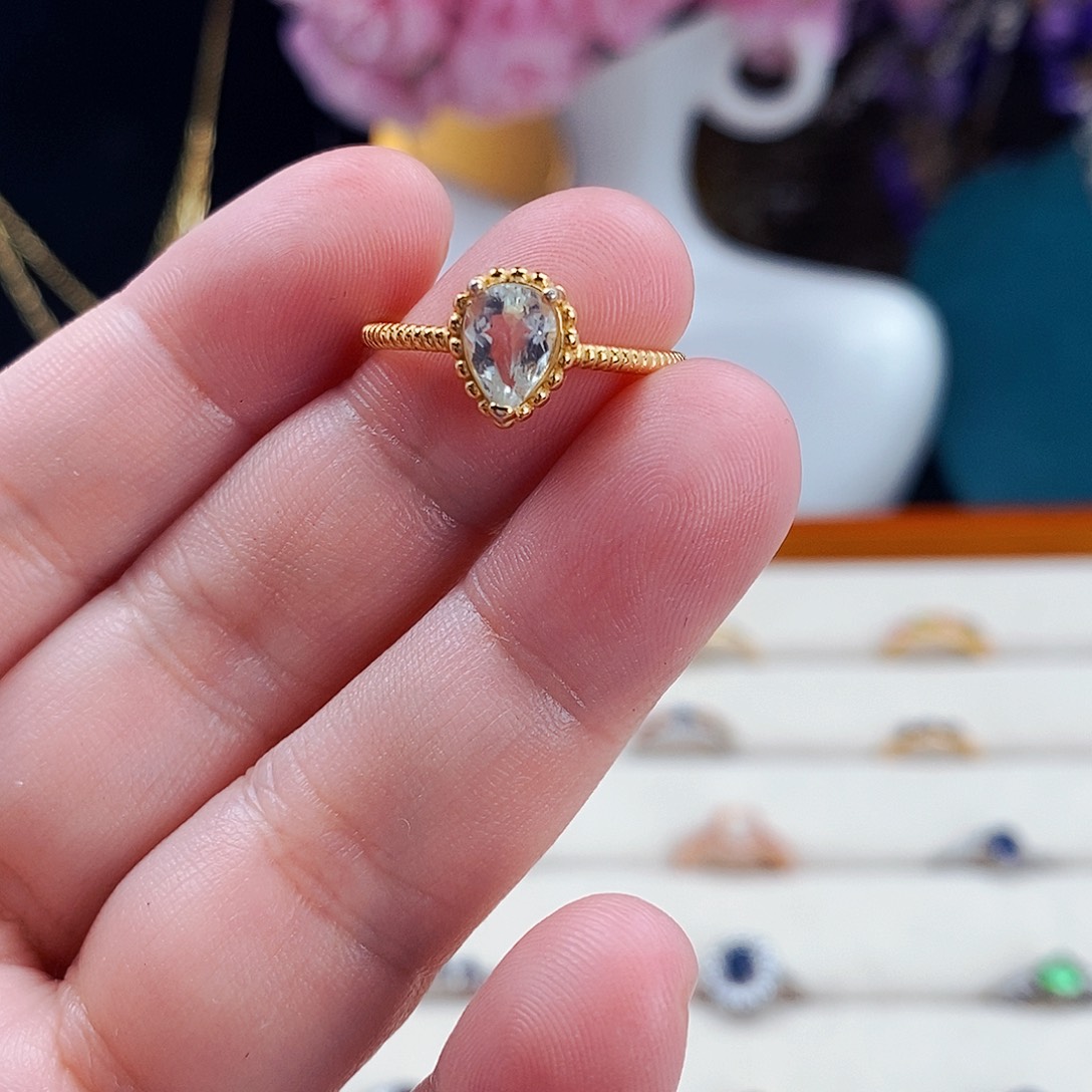 海蓝宝石戒圈银S925镶嵌