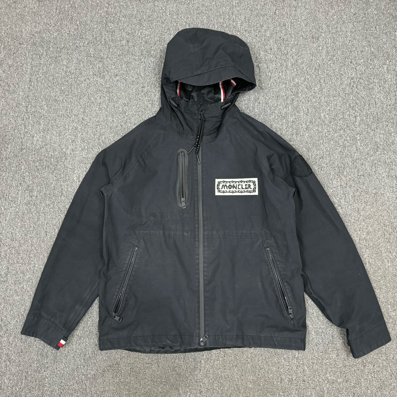 11692907 Moncler蒙口 黑色字母徽标logo防风夹克外套 3码95新