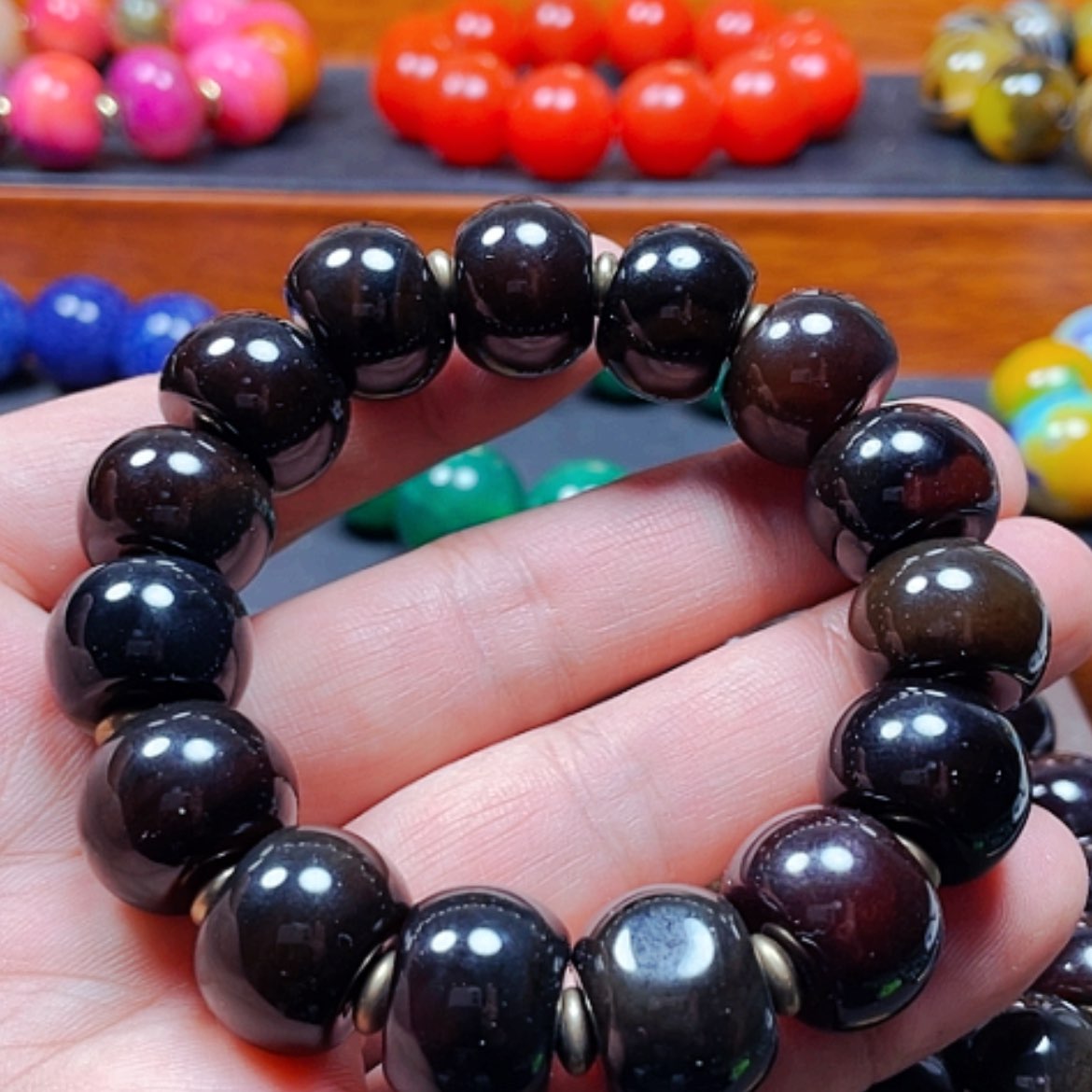 【闪购商品】玛瑙/玉髓手链未镶嵌黑金血离14