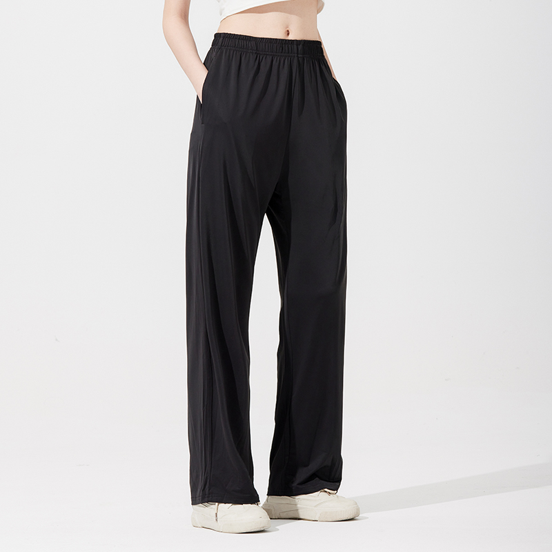 luluherom冰丝阔腿裤女夏季薄款高腰凉感直筒裤高能感休闲防晒裤x