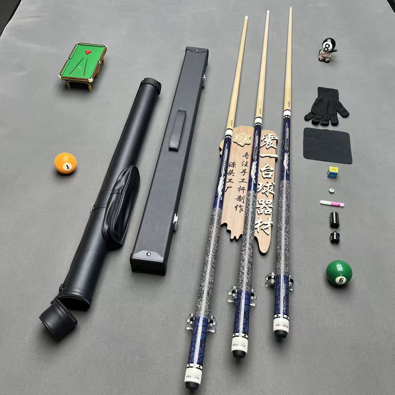 【金钱豹灰- 主播福利】大牌同款枫木中式黑八杆手工台球杆赛事级别