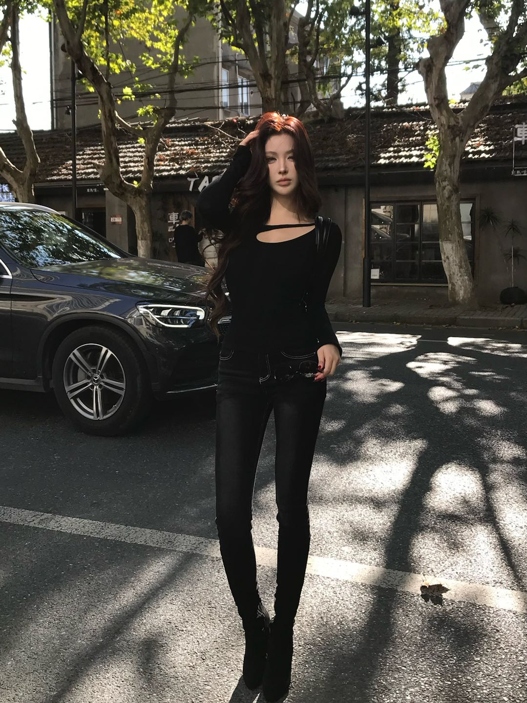 旺桃ONETOP冬季显瘦加绒紧身小脚牛仔裤时尚加厚小脚裤弹力丰胯裤