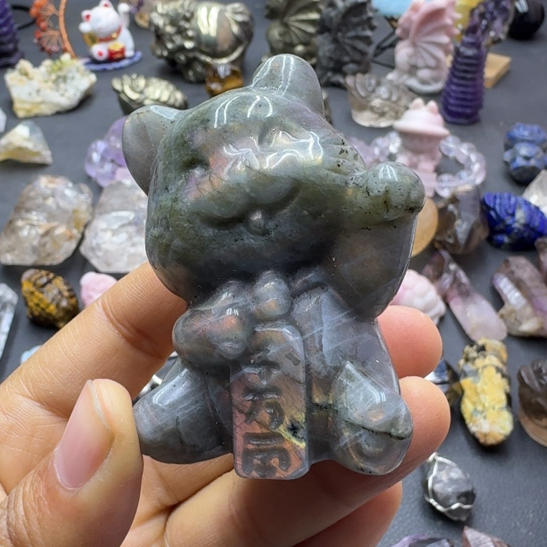 石材啦长石招财猫的