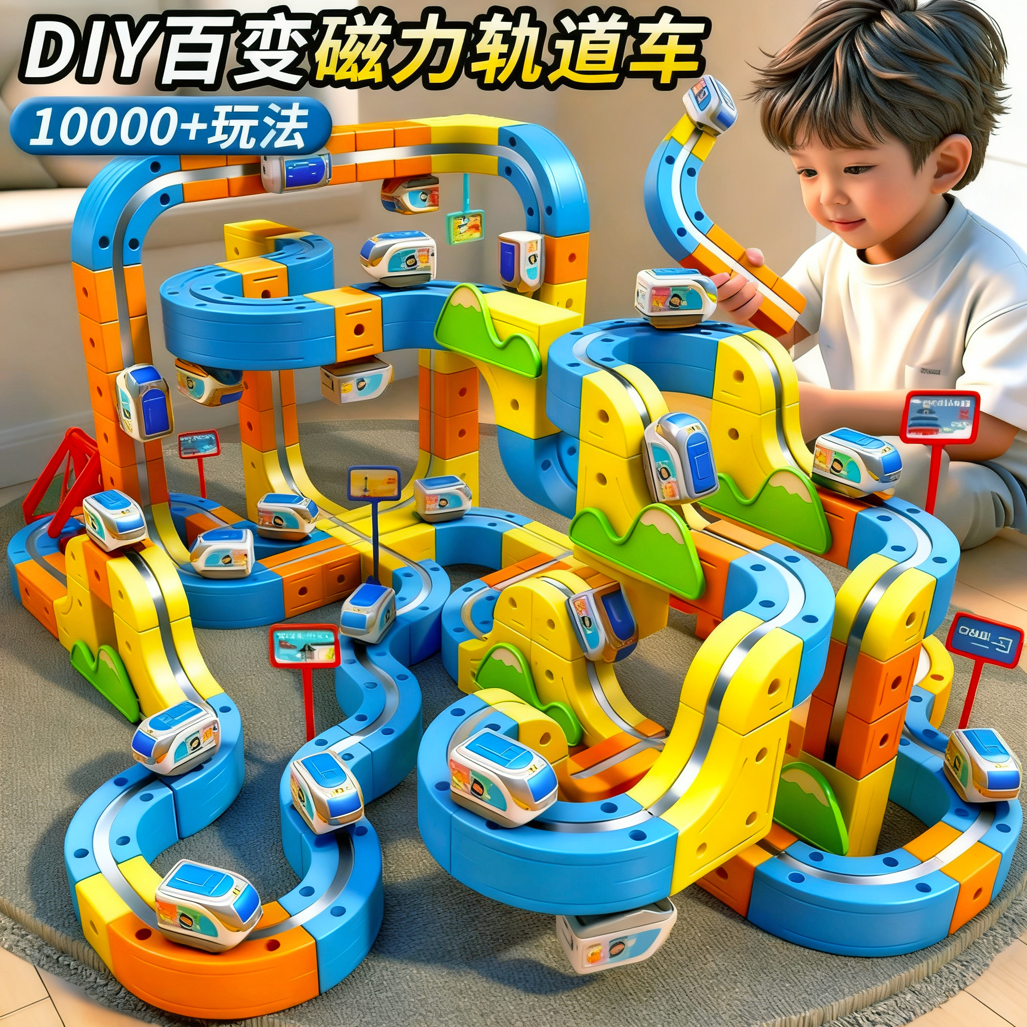 百变磁力魔幻轨道积木玩具反重力电动磁吸火车创意拼装男女孩礼物