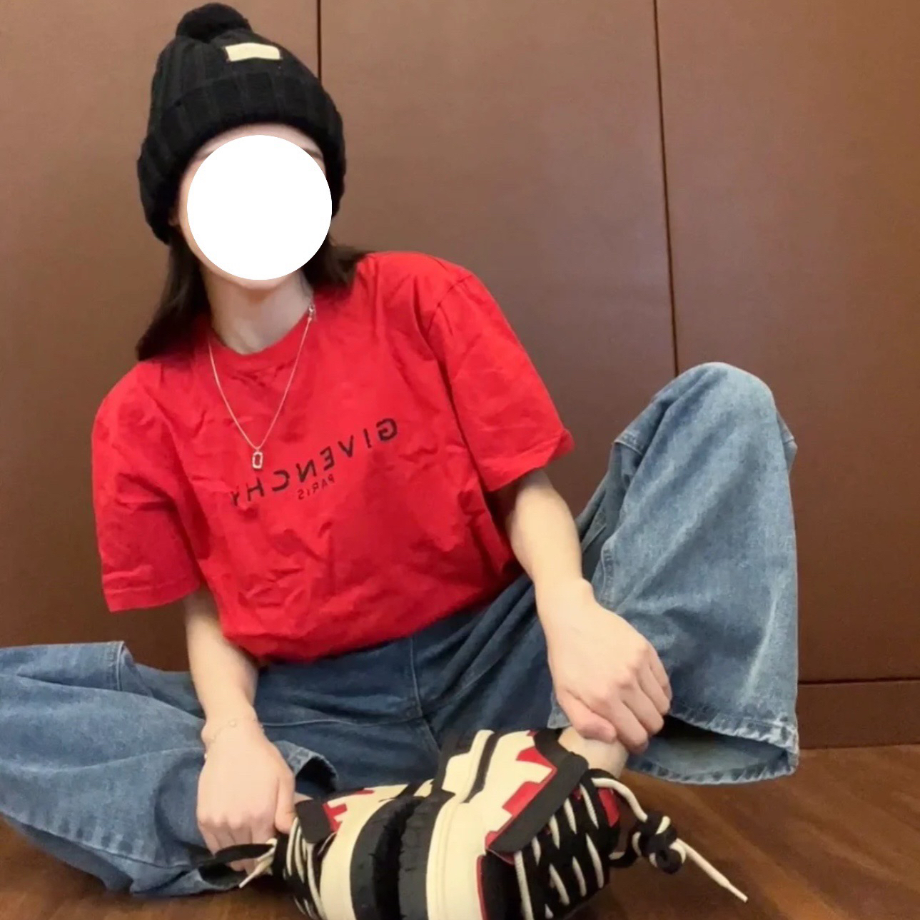 99新 Givenchy/纪梵希 Givenchy logo纯色印花短袖红色L码