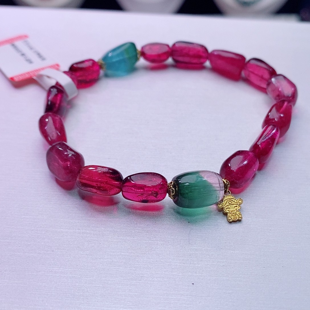 碧玺手链18K金镶嵌碧玺手链