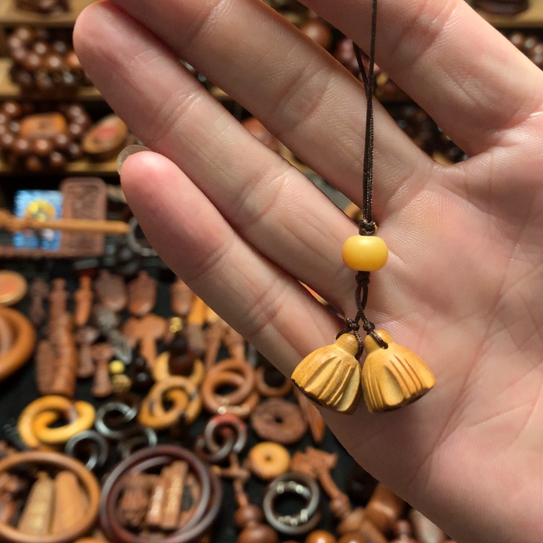 枣木桃木手机挂件同心并蒂莲