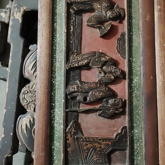 锋***伦香榧木手工人物木雕花板