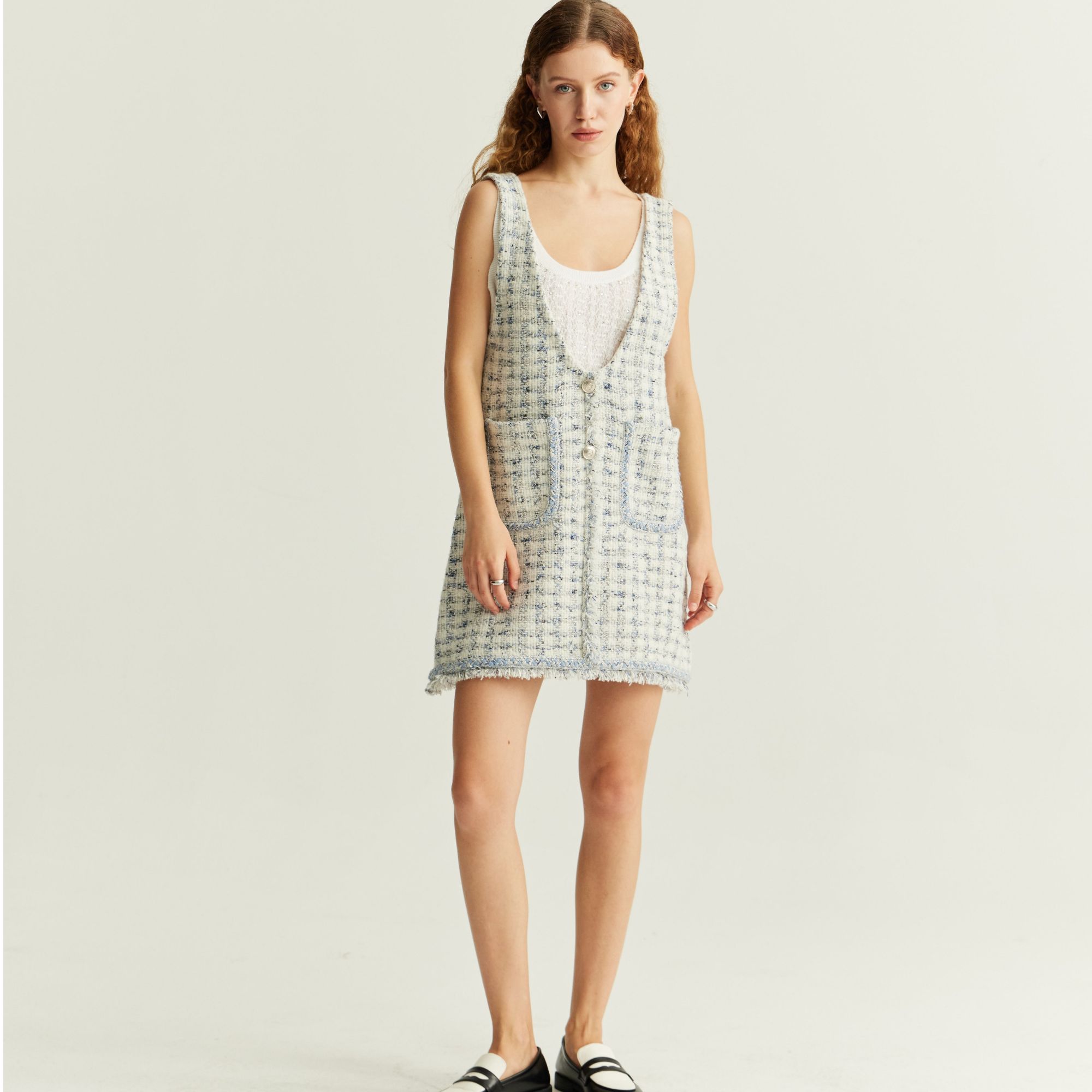 Crush Collection千鸟格背心连衣裙