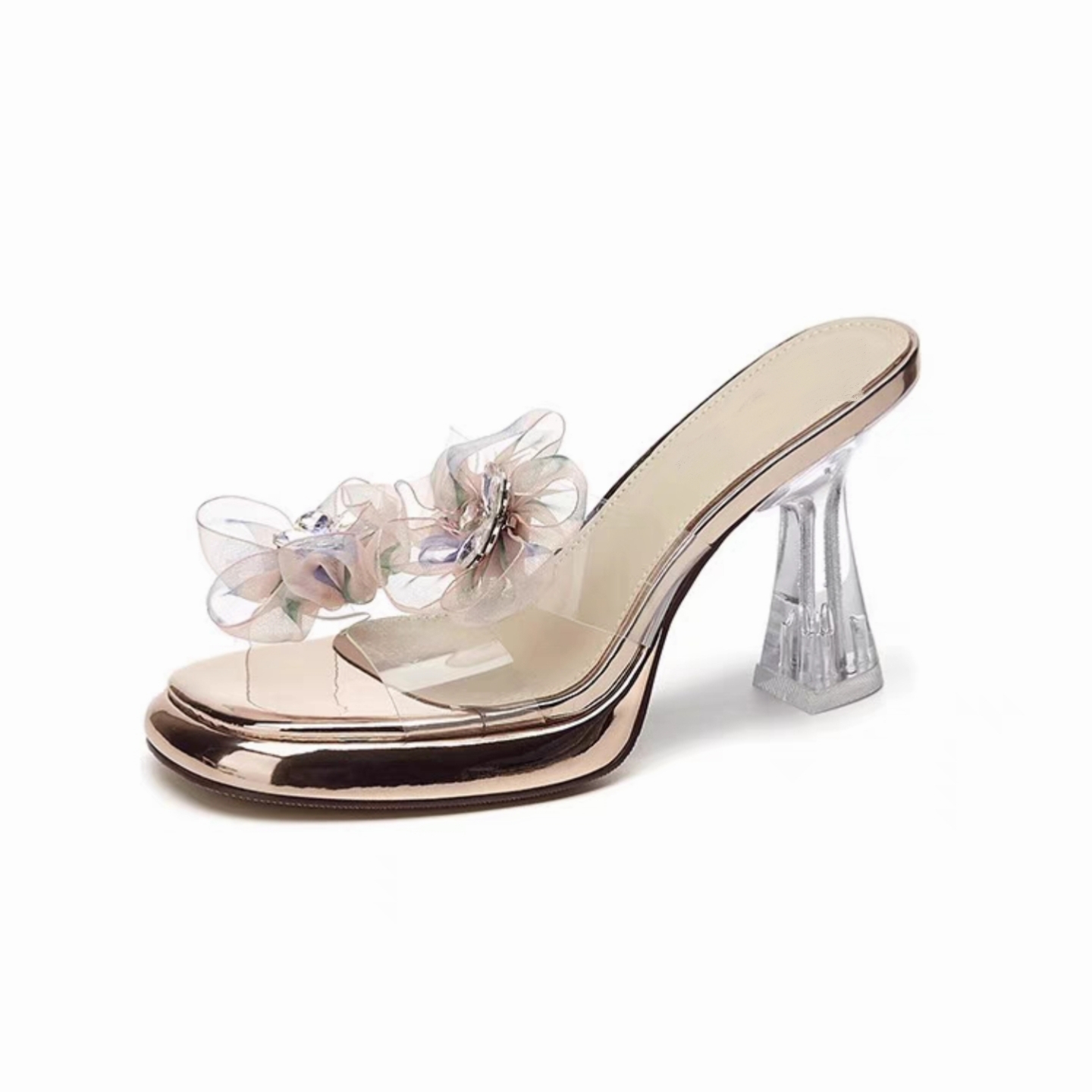 ◤小雨◢水钻高跟女外穿夏季2025新款绝美粗跟凉鞋水晶透明凉拖鞋