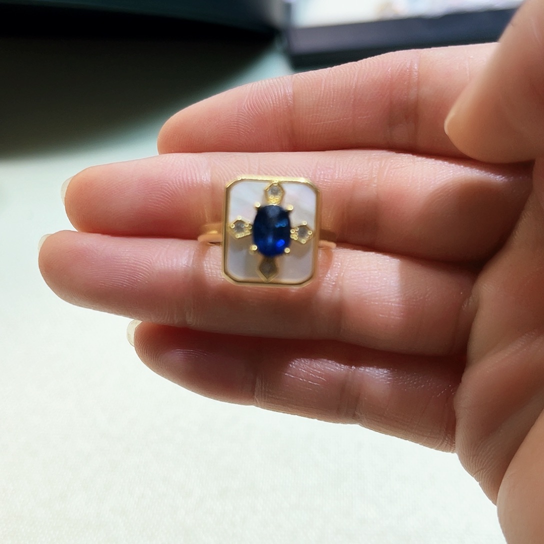 蓝宝石戒指银S925镶嵌