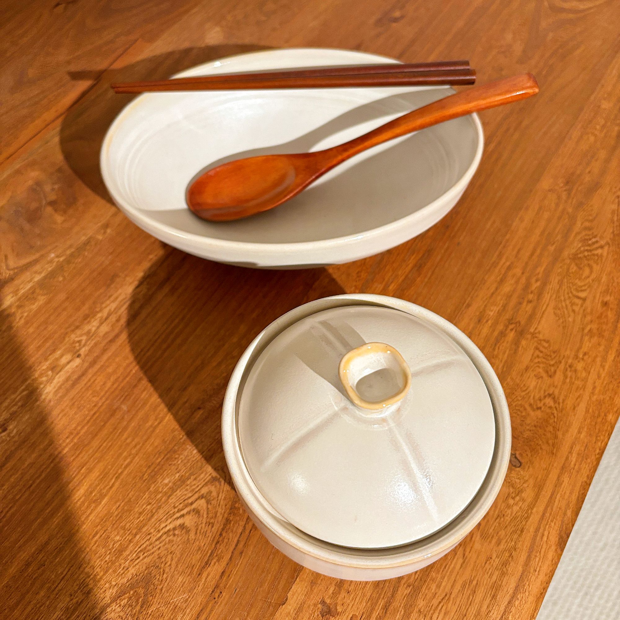 【推荐】月染椭圆深盘加炖盅2件套（送筷子勺子）