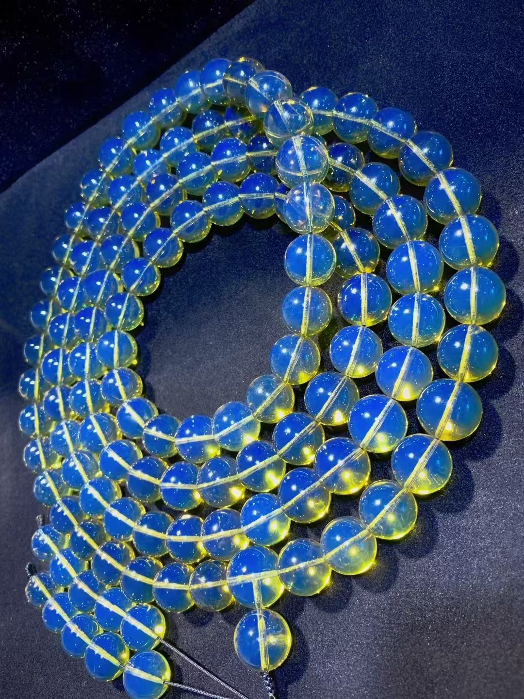 馆藏级纯天然原矿5A净水天空蓝塞多米蓝珀108佛珠男女百搭时尚