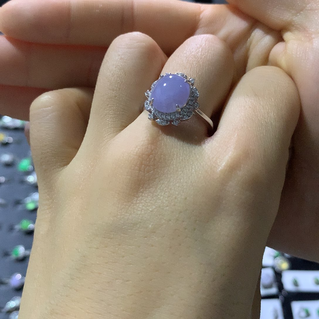 翡翠戒指银S925镶嵌戒指