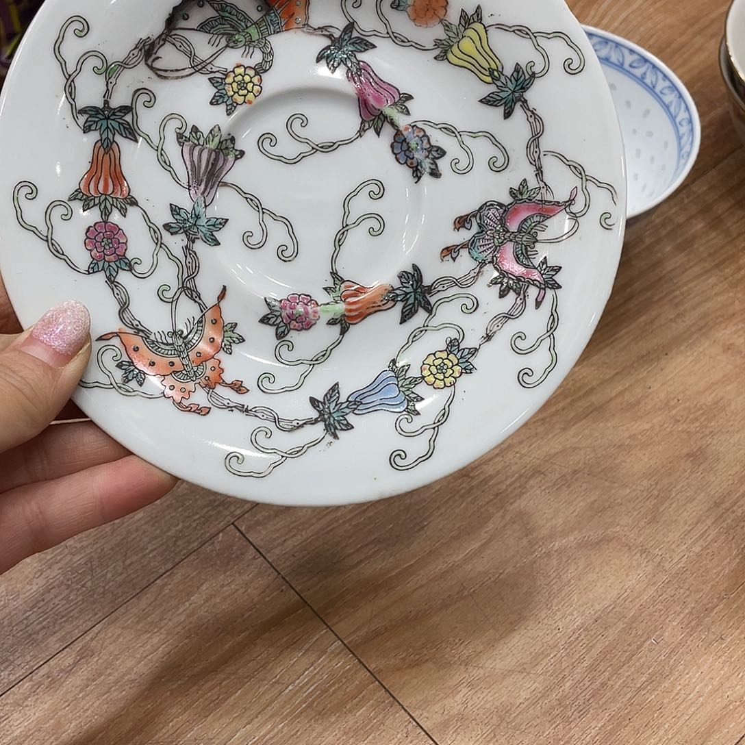 …***…瓷片景德镇粉彩白瓜碟平盘