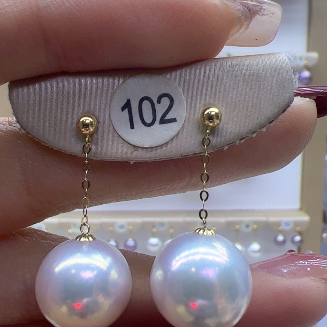 淡水珍珠耳饰18K金镶嵌