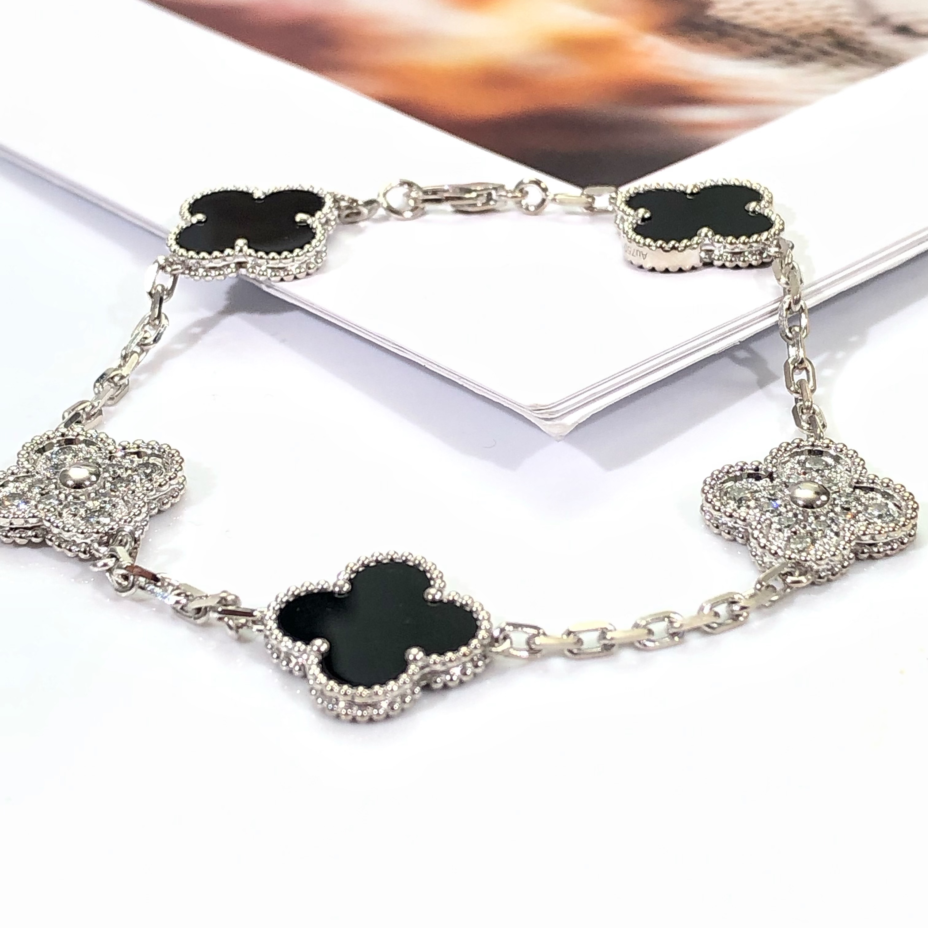 【重金版】18K金钻石熊猫五花手链气质镶嵌轻奢时尚