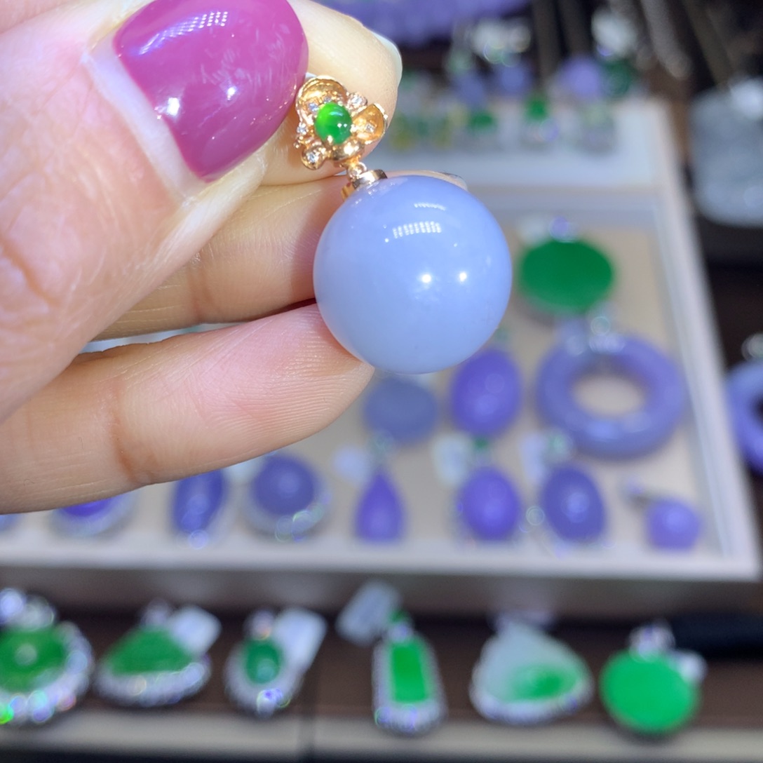 翡翠耳饰银S925镶嵌翡翠