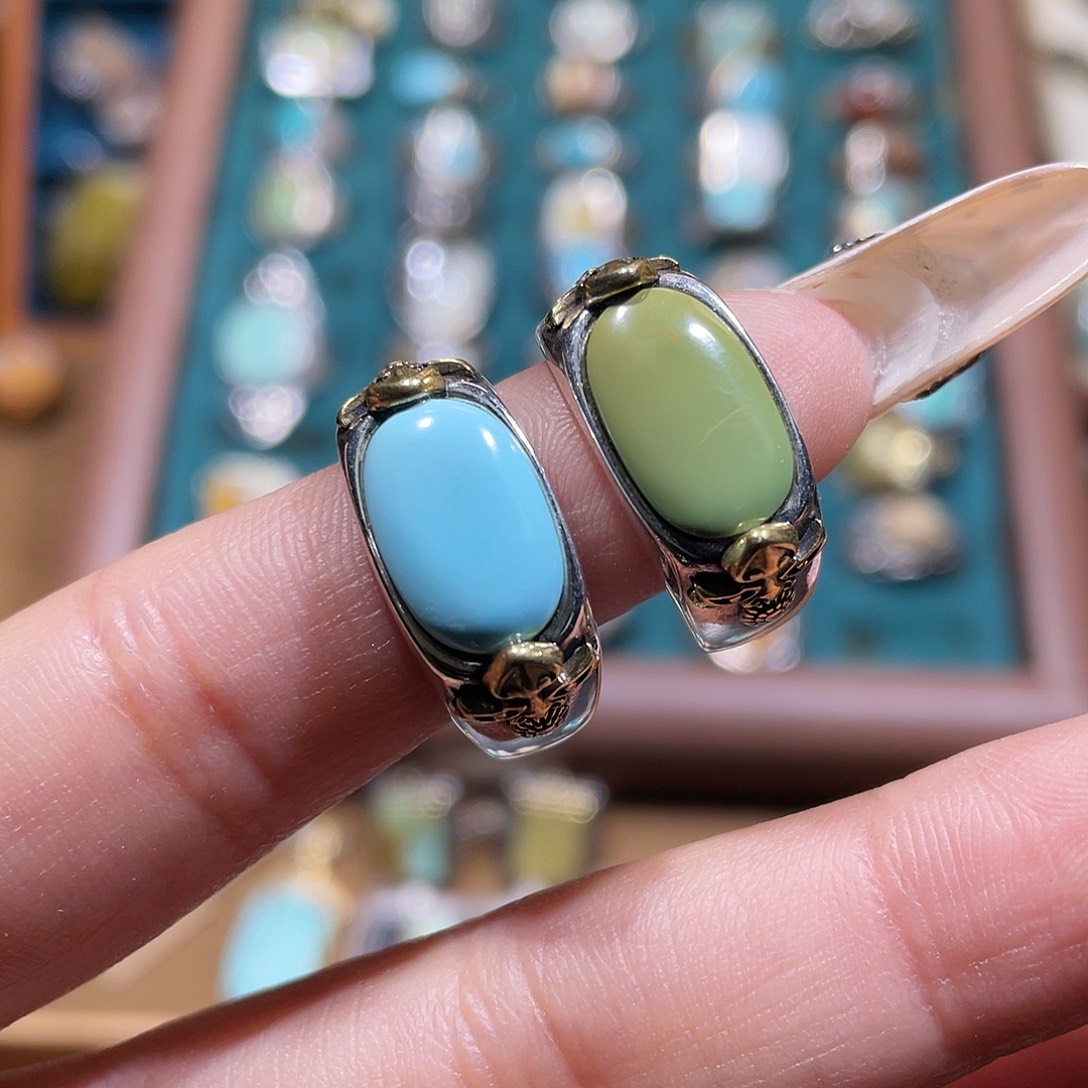 绿松石银S925镶嵌戒指