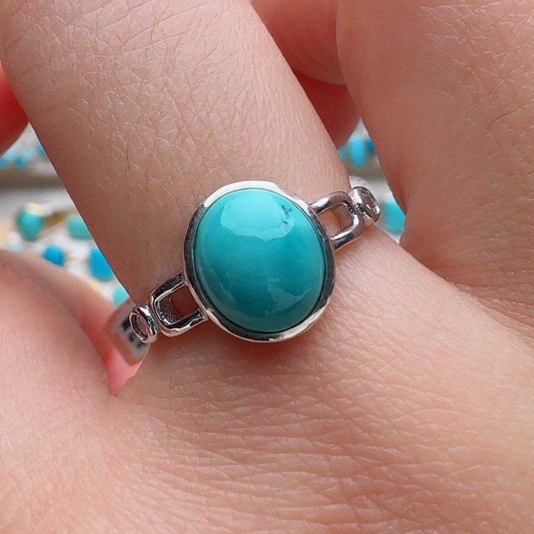 绿松石银S925镶嵌戒指