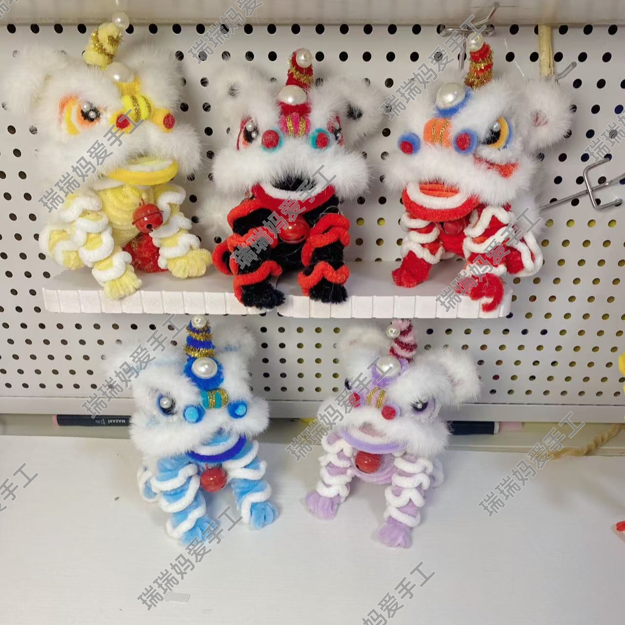 （瑞瑞妈爱手工）中式国风醒狮扭扭棒手工diy材料包自制新年礼物