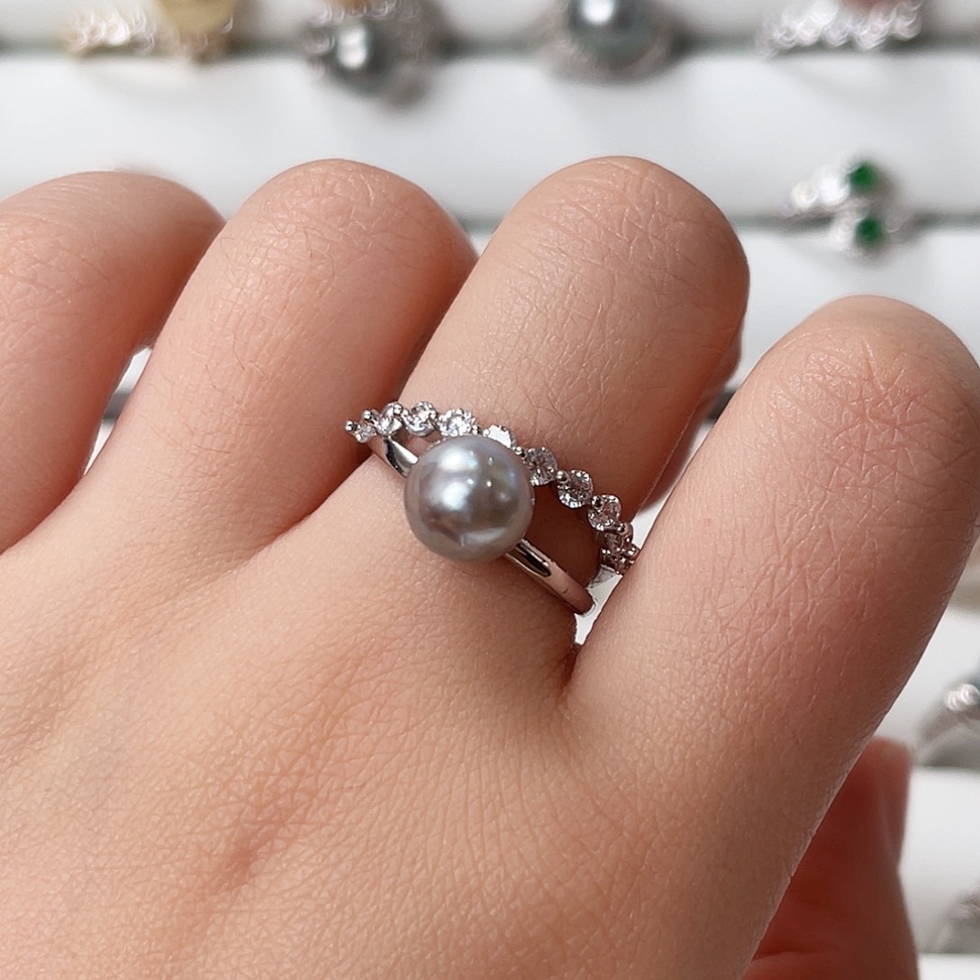 海水珍珠戒指银S925镶嵌
