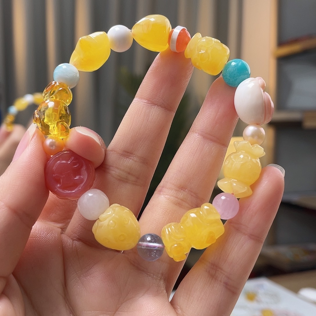 琥珀裸石未镶嵌蜜蜡手串