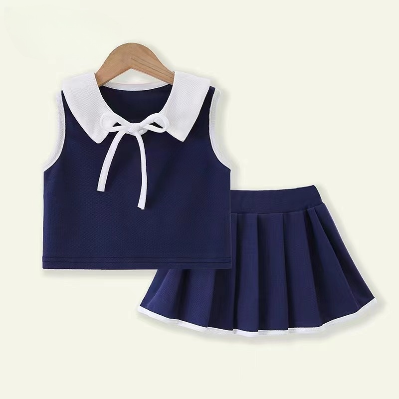 女童2025夏季新款卡通娃娃领套装B2893