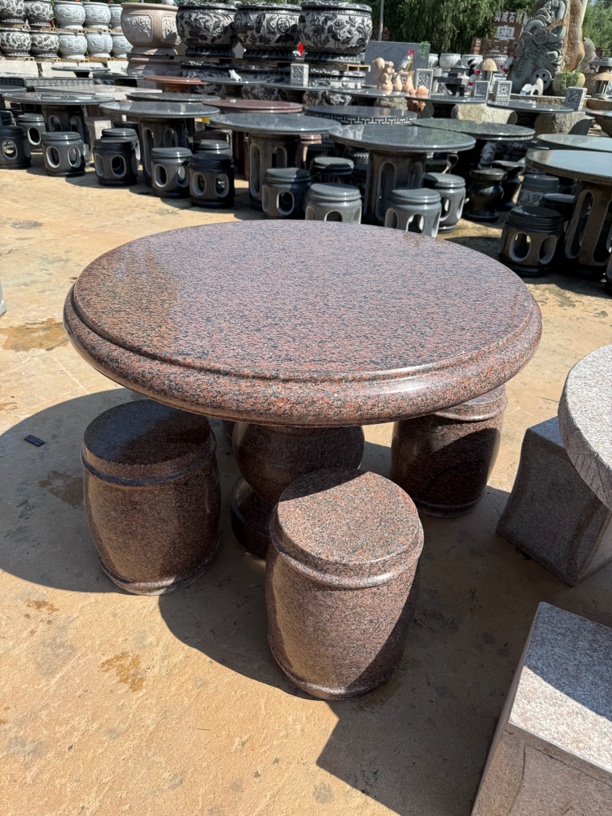 天然石材石头打造庭院户外花园家用陶瓷石桌石凳方形圆桌款式圆盘