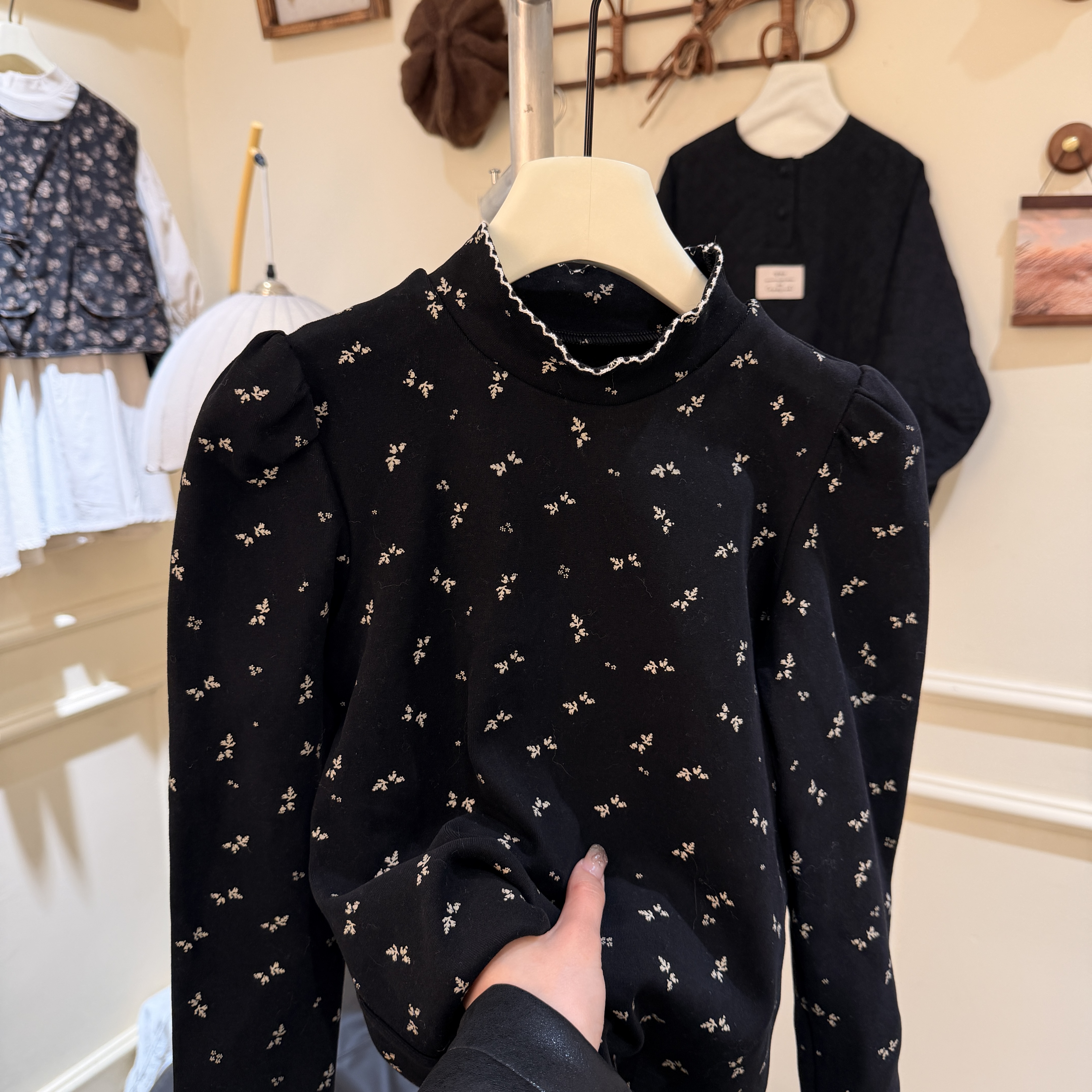 【暖冬投递】森系长袖打底衫女宝冬季常规款碎花半高领洋气百搭