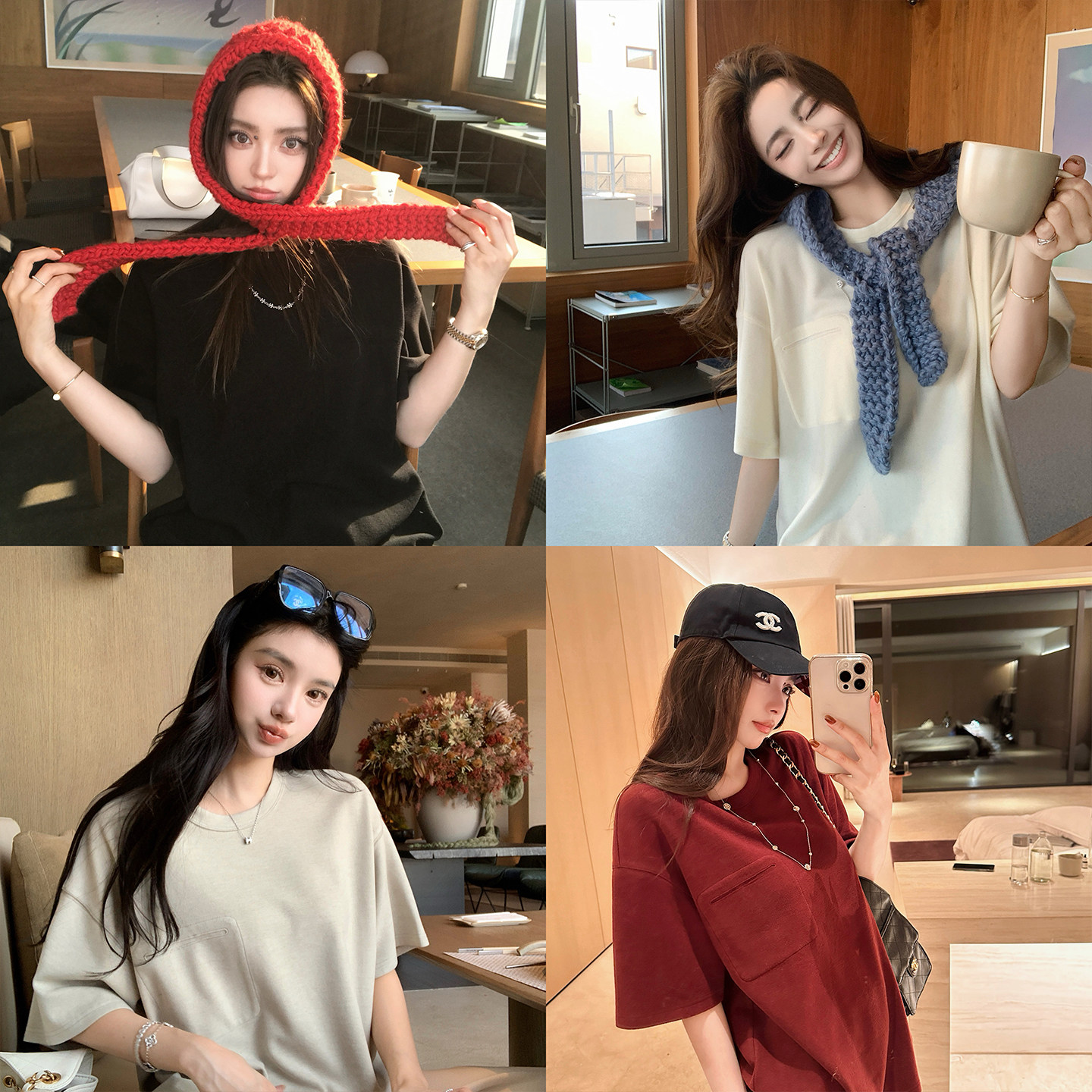 “舒适磨毛Tee”软糯舒适莫代尔醋酸羊毛 磨毛加厚简约休闲短袖T