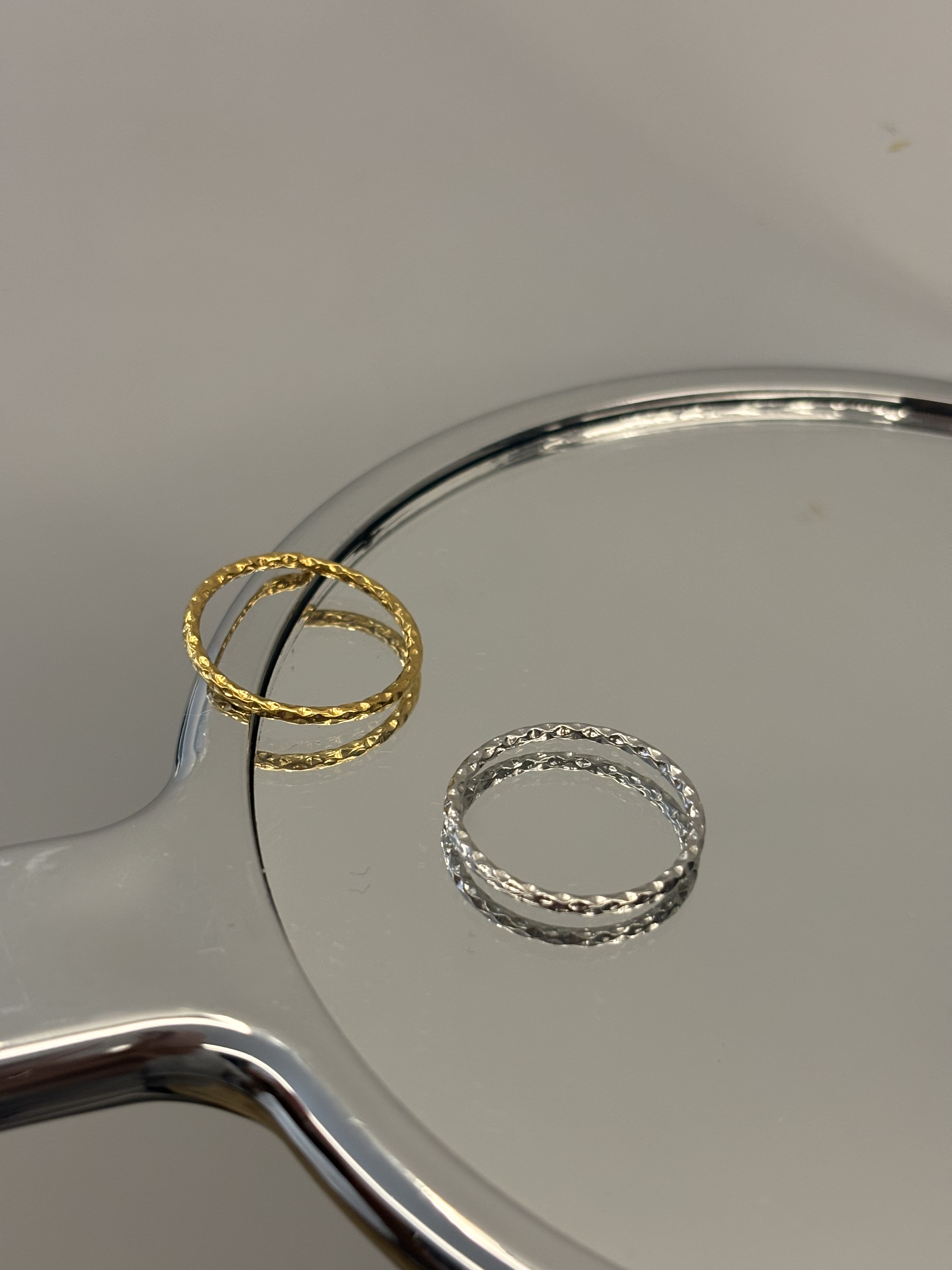 钛钢戒指 捶打肌理感素戒百搭