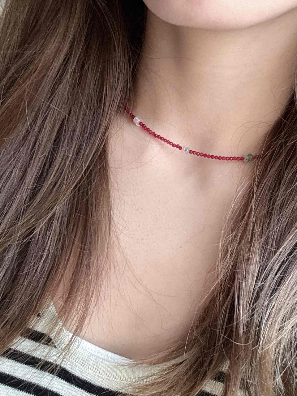 钛钢项链 【樱桃红】日韩百搭项链饰品红色森林锁骨链