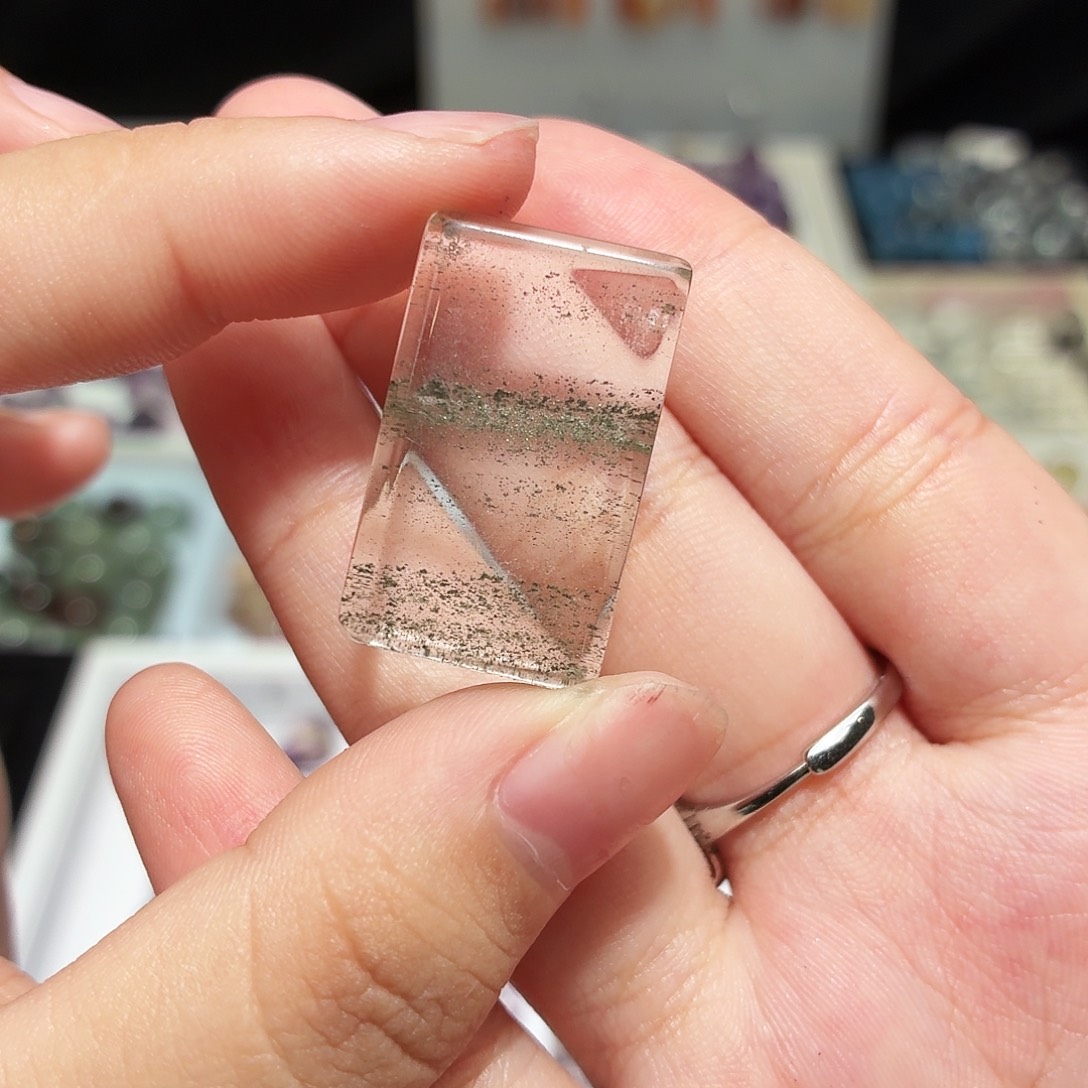 吊坠(不含链)水晶未镶嵌绿幽灵 方牌 打孔定制不退换