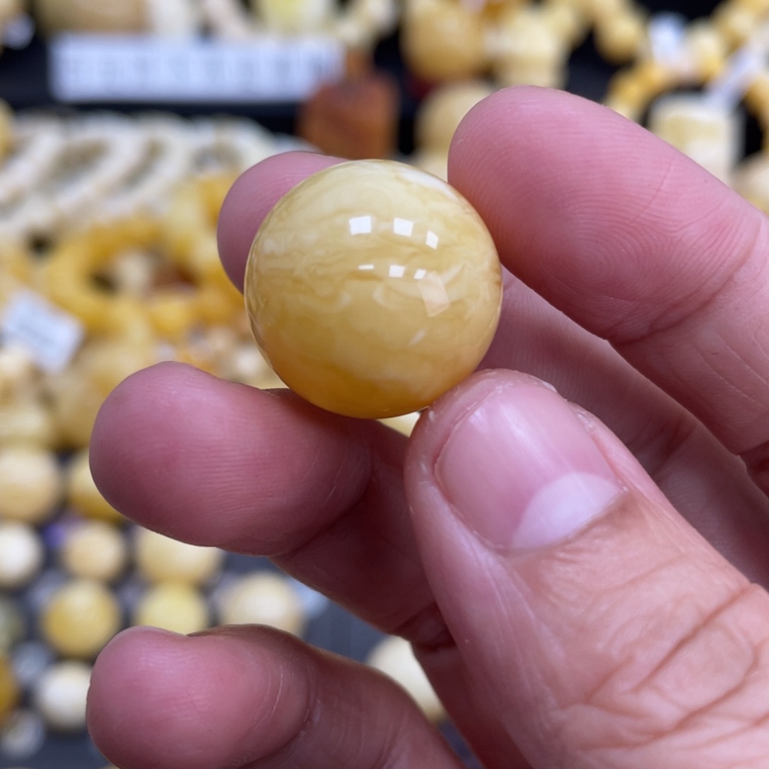 琥珀珠宝奇石未镶嵌19.3mm虎皮微瑕疵