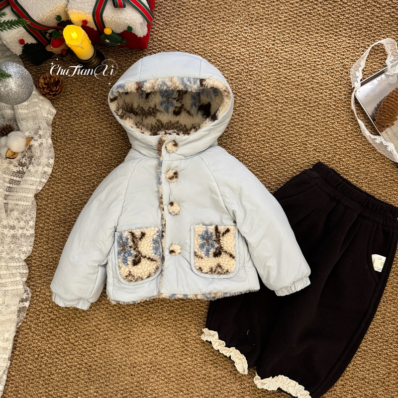 【初甜兮】宝宝棉服两面穿冬季加厚夹棉儿童棉衣女童棉袄棉外套