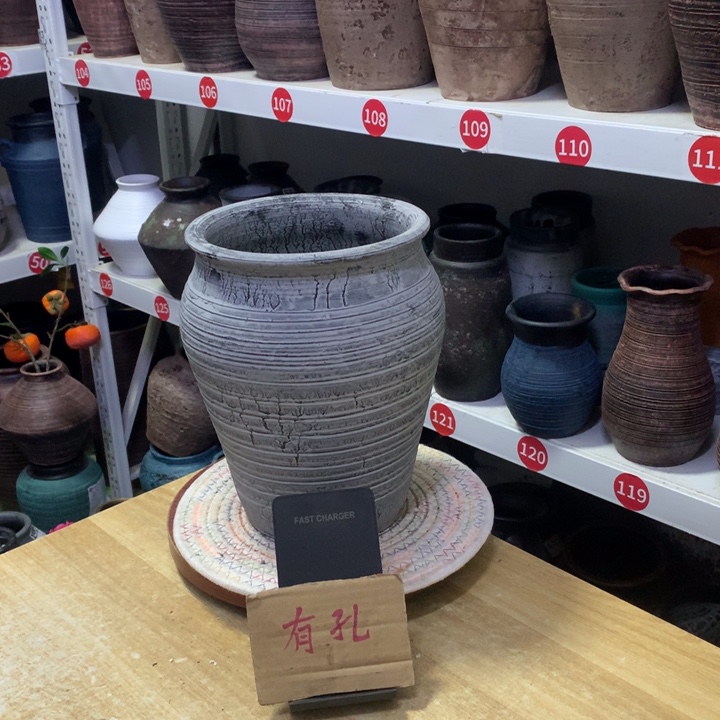 【闪购商品】红陶粗糙盆有孔高22口17