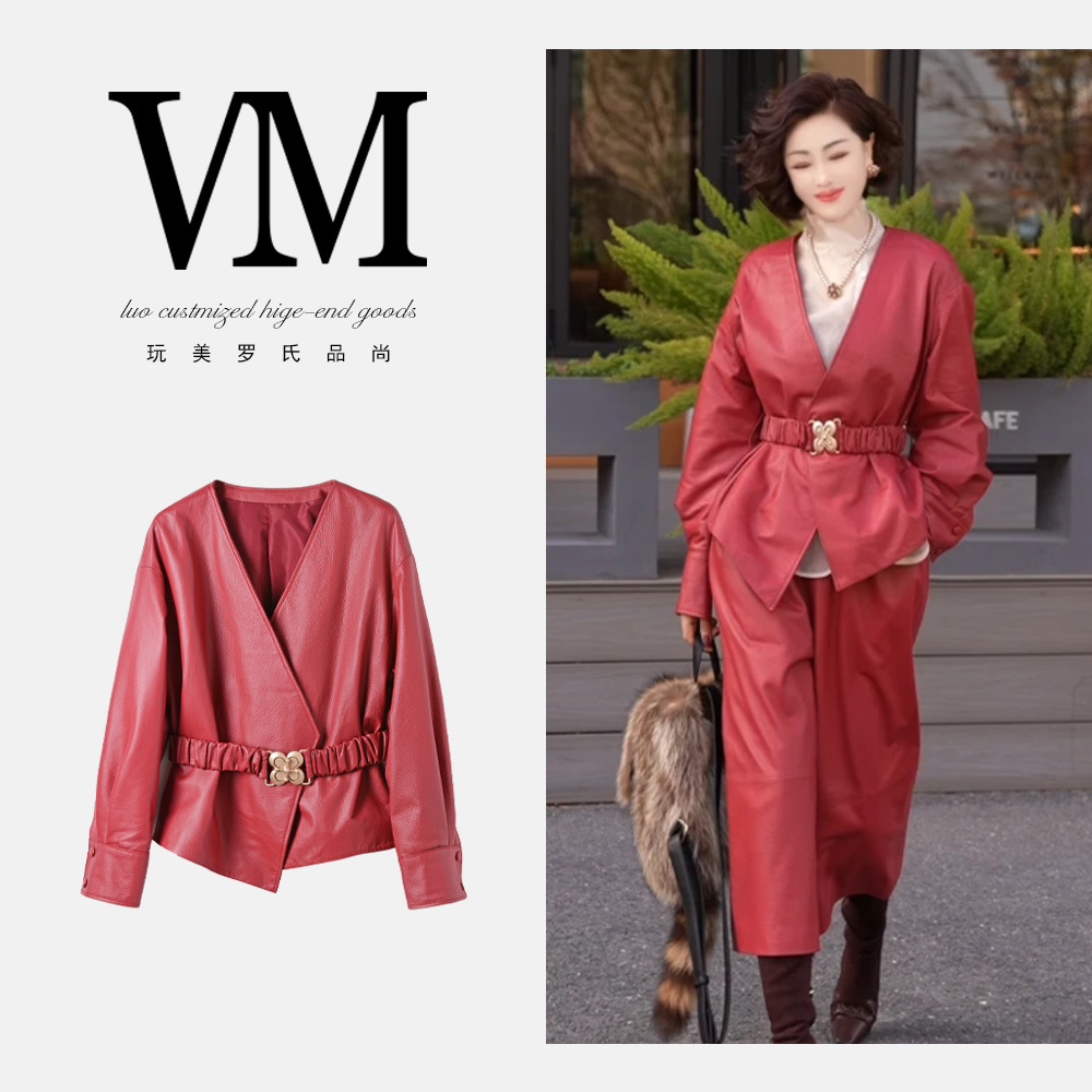 【渣渣严选绛霄魅影上衣绵羊皮】FJ8848款 皮衣设计师复古上衣