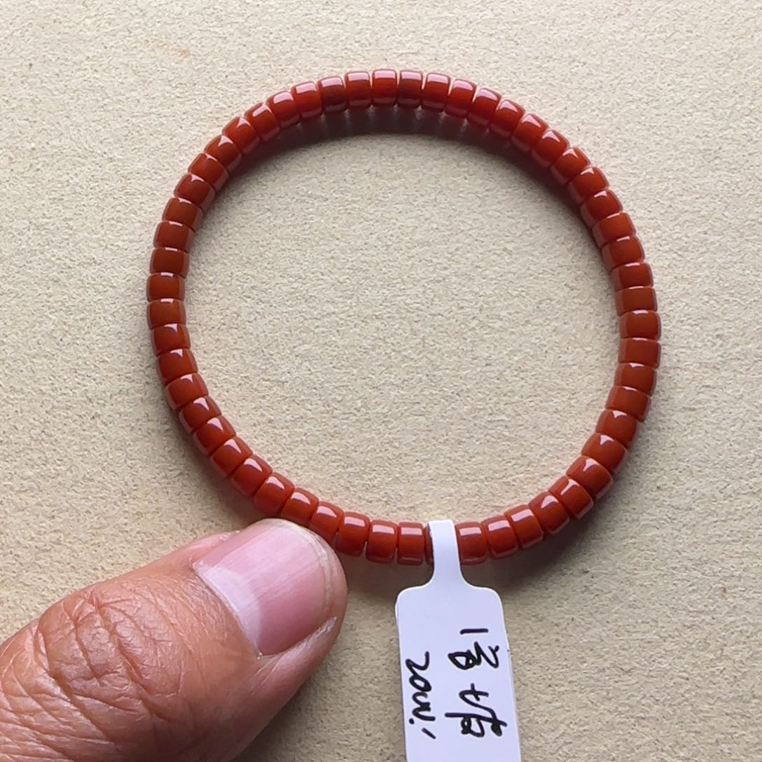 南红玛瑙手链未镶嵌5mm辣椒红药片