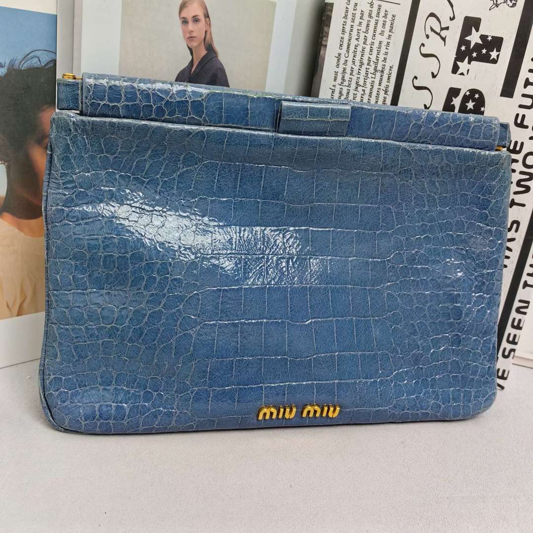 95新  MIU MIU/缪缪 手拿包蓝色 12086672女包二奢
