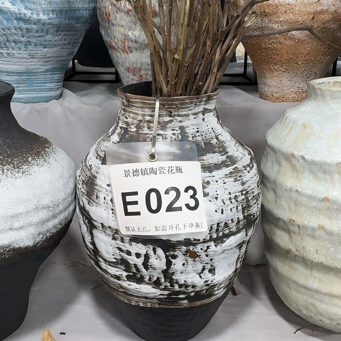 ヾ***ヽ陶摆件景德镇高温花瓶编码e023高28口8默认无孔