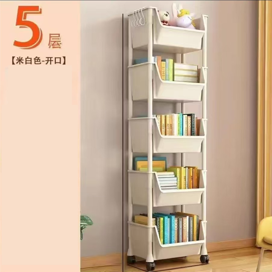 5层书桌置物架收纳储物架移动推车带轮子宿舍卧室卫生间零食架1A