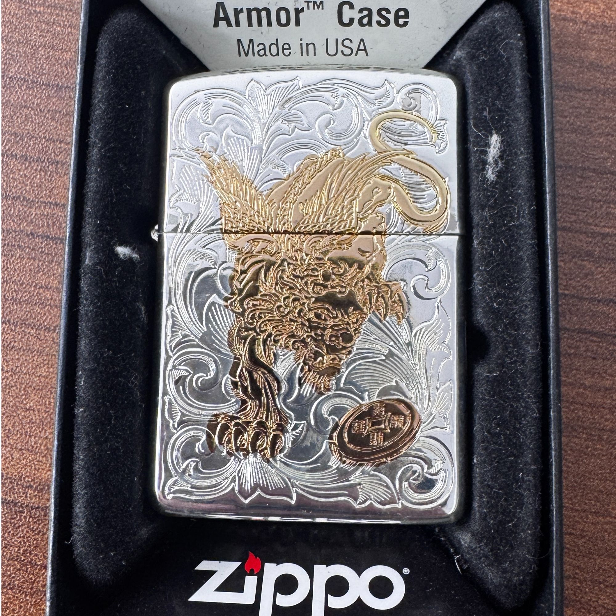 ZIPPO/之宝打火机镀银鎏金【财色双收】盔甲送煤油机直播间专属
